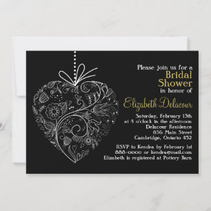 Black Whimsical Heart Bridal Dusche Einladung