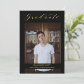 Black Whimsical Modern Calligraphy Foto Graduate (Stehend Vorderseite)
