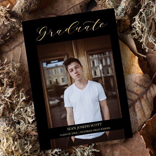 Black Whimsical Modern Calligraphy Foto Graduate