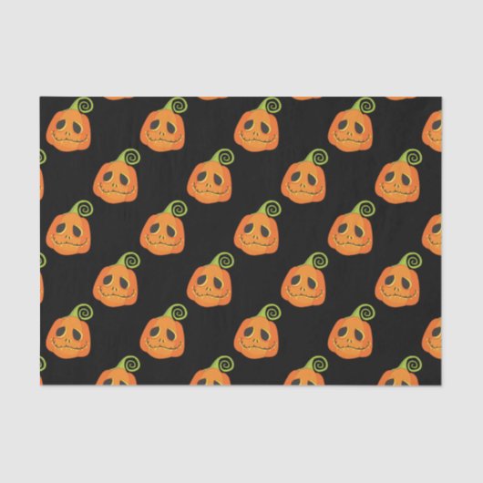 Black Whimsical Pumpkin Halloween Custom Seidenpapier (Vorderseite)