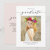 Black Whimsical Script 2023 Foto Abschluss Einladung (Vorne/Hinten)