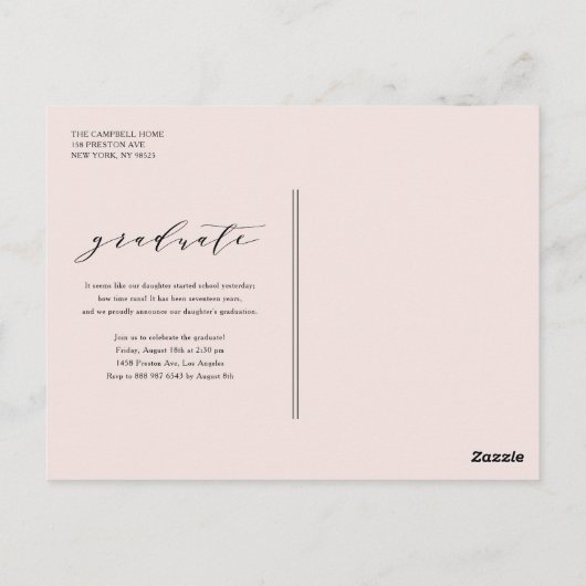 Black Whimsical Script Class of 2023 Abschluss Postkarte (Rückseite)