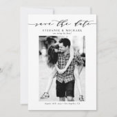 Black Whimsical Script Photo Save The Date (Vorderseite)