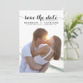 Black Whimsisical Script Overlay-Foto Save The Date (Stehend Vorderseite)