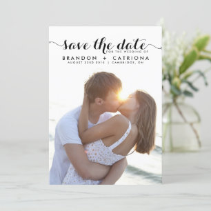 Black Whimsisical Script Overlay-Foto Save The Date