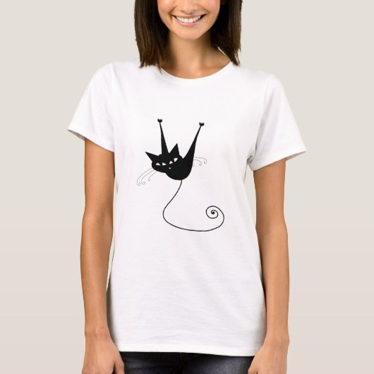 Black Whimsy Kitty 1 T-Shirt (Vorderseite)