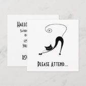 Black Whimsy Kitty 2 Einladung (Vorne/Hinten)
