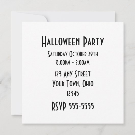 Black Whimsy Kitty 2 Einladung (Rückseite)