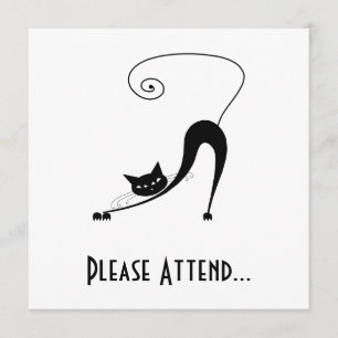 Black Whimsy Kitty 2 Einladung
