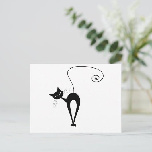 Black Whimsy Kitty 3 Postkarte (Stehend Vorderseite)