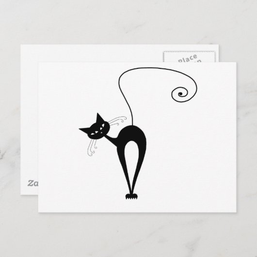 Black Whimsy Kitty 3 Postkarte (Vorne/Hinten)