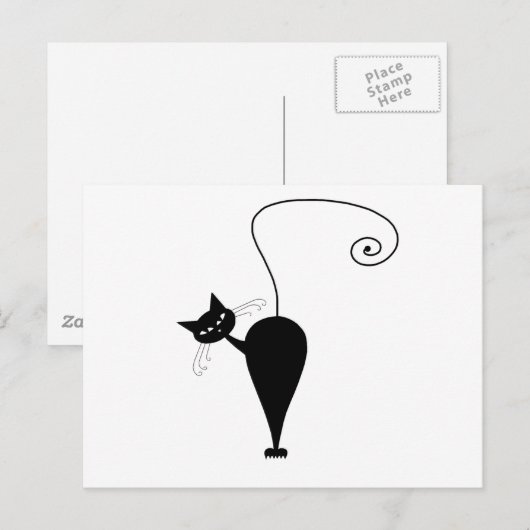 Black Whimsy Kitty 5 Postkarte (Vorne/Hinten)
