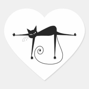 Black Whimsy Kitty 8 Herz-Aufkleber