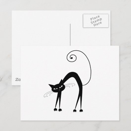 Black Whimsy Kitty 9 Postkarte (Vorne/Hinten)