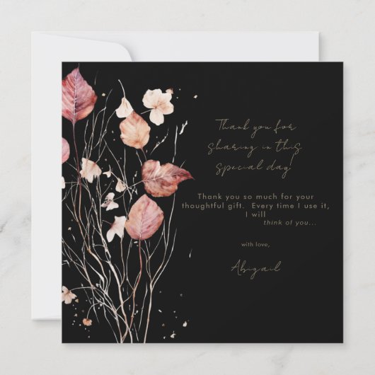 Black Whispers-Brautparty im Herbst Danke III Einladung (Rückseite)