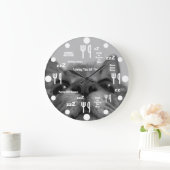 Black&White 17yro kitty Large Clock Große Wanduhr (Zuhause)