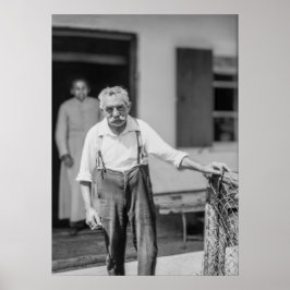 Black & White 1968 European Old Man in Suspenders Poster