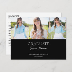 Black & White 2023 Graduate Multi Photo Graduation Postkarte