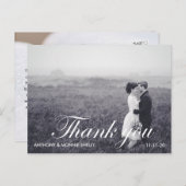 Black & White 2 Foto Wedding Danke Postcard Postkarte (Vorne/Hinten)
