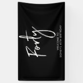 Black & White 40. Geburtstag Party Begrüßungsbanne Banner (Vertikal)