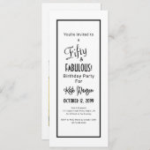 Black & White 50 & FABULOUS Überraschungs-Party Einladung (Vorne/Hinten)