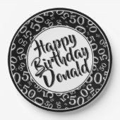 Black/White 50th Random Number Pattern Pappteller (Vorderseite)