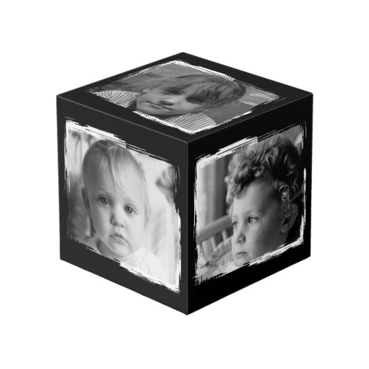 Black white 5 family pictures photo würfel (Vorderseite Schrägansicht)