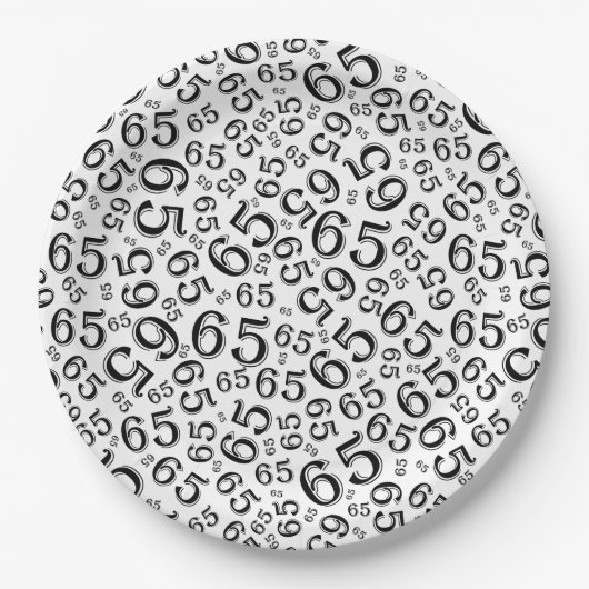 Black/White 65th Random Number Pattern Pappteller (Vorderseite)