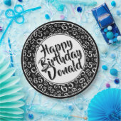 Black/White 65th Random Number Pattern Pappteller (Party)