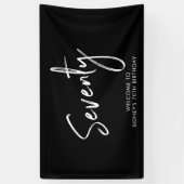 Black & White 70. Geburtstagsparty Willkommensbann Banner (Vertikal)