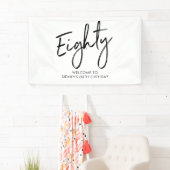 Black & White 80. Geburtstagsparty Willkommensbann Banner (Insitu)