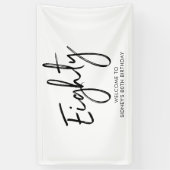 Black & White 80. Geburtstagsparty Willkommensbann Banner (Vertikal)