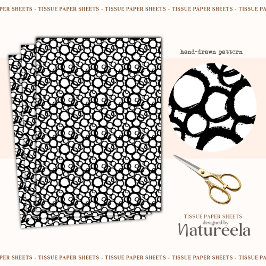 Black White Abstract Circles Collage Tissue Paper Seidenpapier