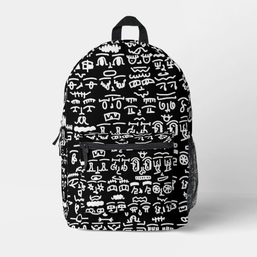 Black & White Abstract Doodle Backpack – Modern Mi Bedruckter Rucksack (Vorderseite)