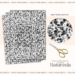 Black White Abstract Splashes Collage Tissue Paper Seidenpapier