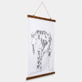 Black & white abstract stick  tapestries wandteppich mit holzrahmen (Gewinkelt)