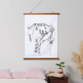 Black & white abstract stick  tapestries wandteppich mit holzrahmen (Schlafzimmer)