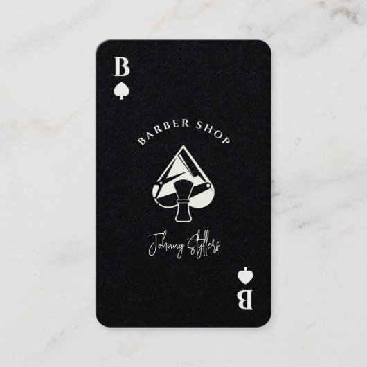 Black white Ace of spades barber shop Visitenkarte (Vorderseite)