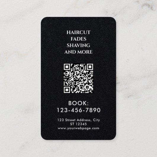 Black white Ace of spades barber shop Visitenkarte (Rückseite)