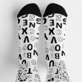 Black & White Alphabet Pattern Crew Socks Socken (Oben)