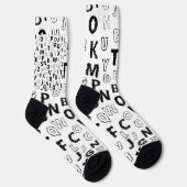 Black & White Alphabet Pattern Crew Socks Socken (Rechts)
