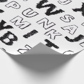 Black & White Alphabet Pattern Wrapping Paper Geschenkpapier (Ecke)