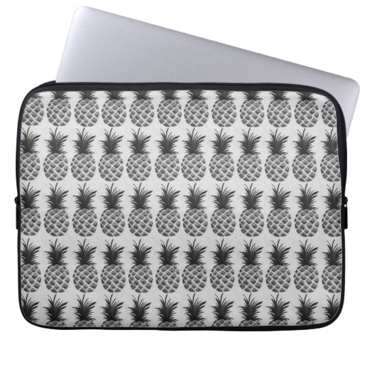 Black&white Ananas Laptopschutzhülle (Vorderseite)
