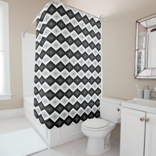 Black, white and grey diamond pattern duschvorhang (Beispiel)