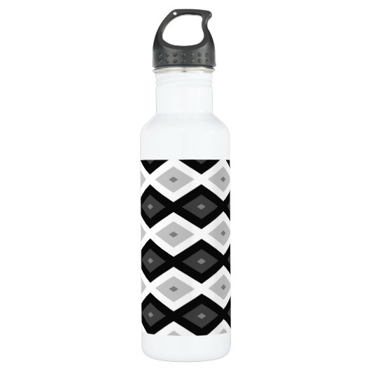Black, white and grey diamond pattern edelstahlflasche (Vorderseite)