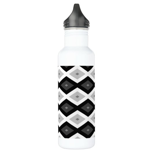 Black, white and grey diamond pattern edelstahlflasche (Links)