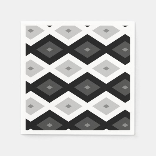 Black, white and grey diamond pattern serviette (Vorderseite)