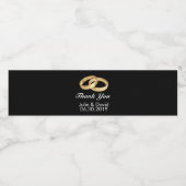 Black, White and Imitate Gold Wedding Rings Vielen Wasserflaschenetikett (Einzelnes Label)