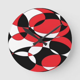 Black, white and red ellipticals runde wanduhr