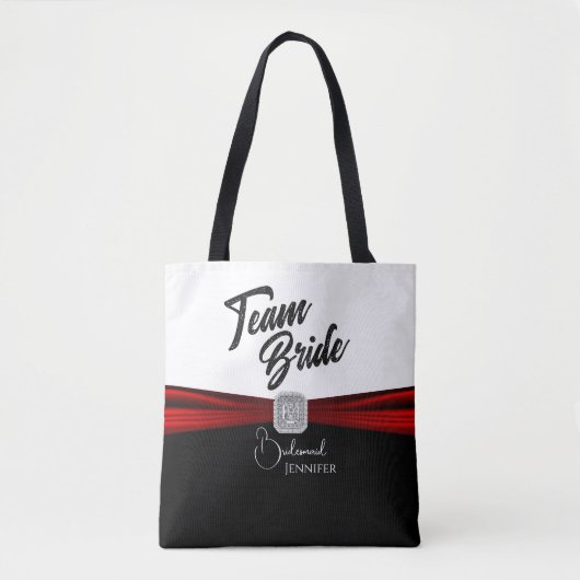 Black, White and Red Team Bride Tasche (Vorderseite)
